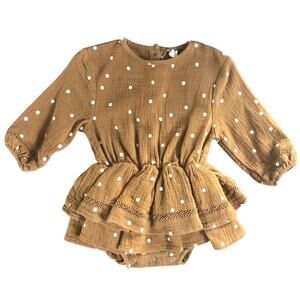 Quincy Mae Polka Dots Ruffle Tiered Dress Bodysuit Size 18-24mo